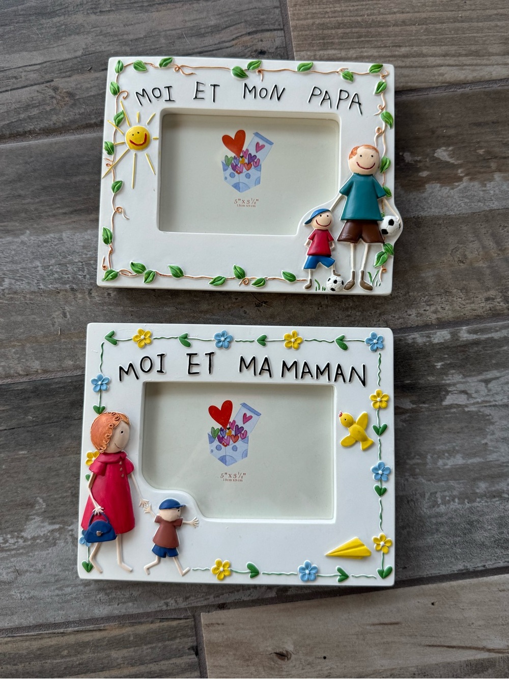 Ceramic 3D French Moi Et Mon Papa and Maman photo frames